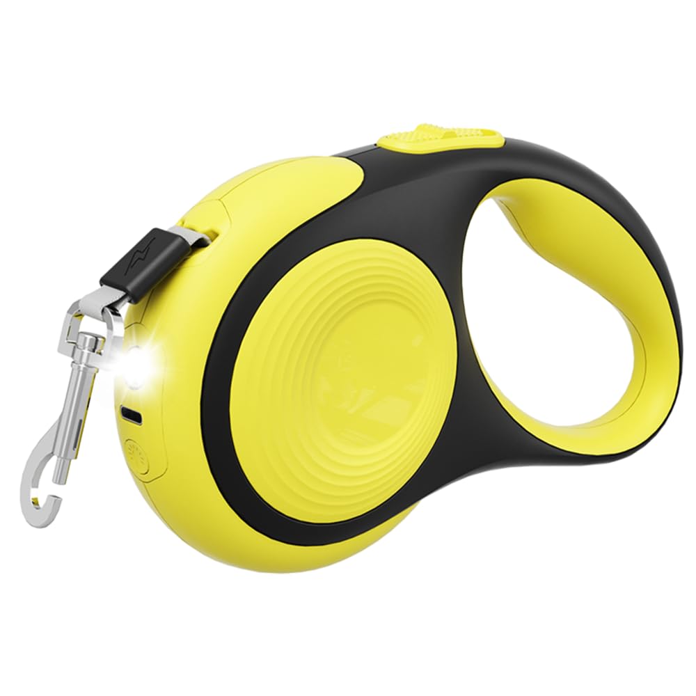 Hunde Rollleine mit LED Licht, 3/5 m Einziehbar Hundeleine, 360° Verwicklungsfrei Ausziehbar Leine m