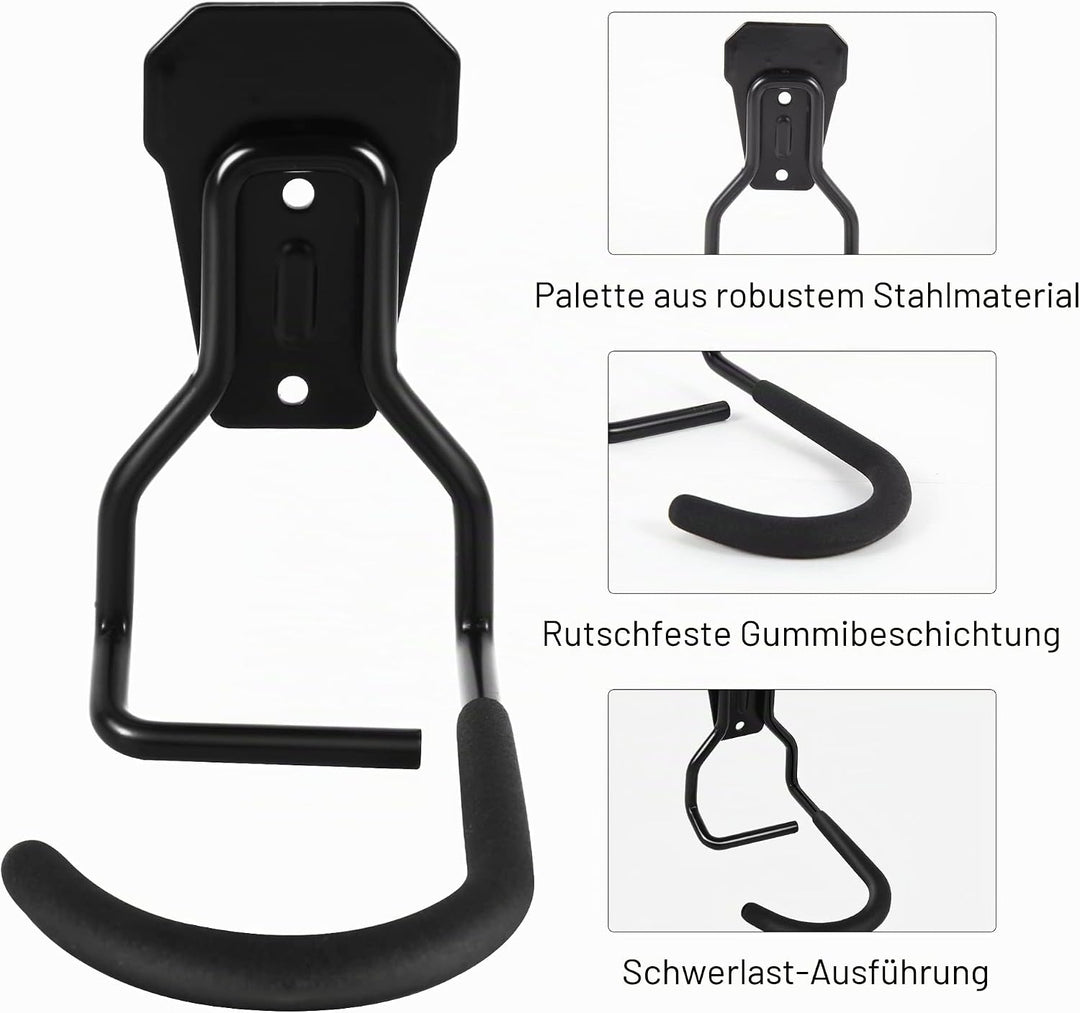 Sioner 4er-Pack Vertikale Fahrradhaken，Fahrradhalter,Heavy Duty Hooks Wandhalterung Fahrradhalter,Fa