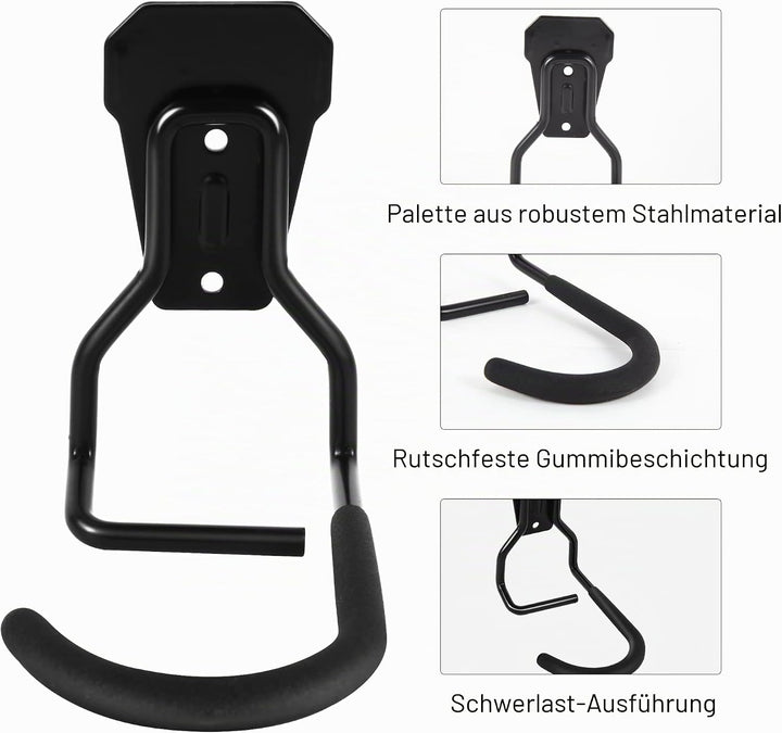 Sioner 4er-Pack Vertikale Fahrradhaken，Fahrradhalter,Heavy Duty Hooks Wandhalterung Fahrradhalter,Fa