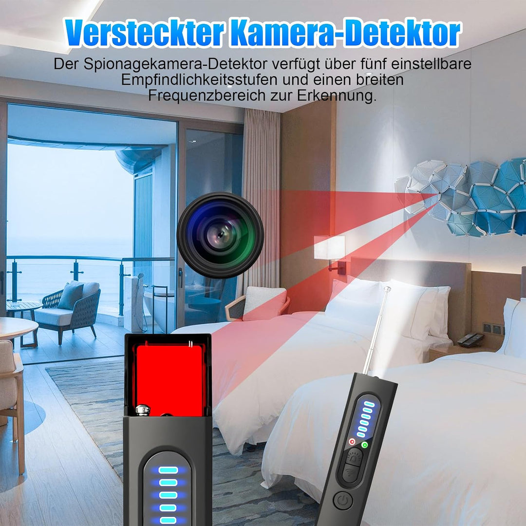 Mavista Wanzen Detektor 4 in 1 Kamera Detektor GPS Tracker Finder (Glänzend Schwarz), Glänzend Schwa