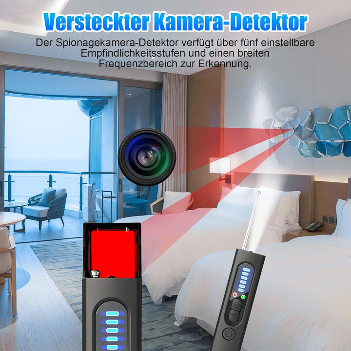 Mavista Wanzen Detektor 4 in 1 Kamera Detektor GPS Tracker Finder (Glänzend Schwarz), Glänzend Schwa