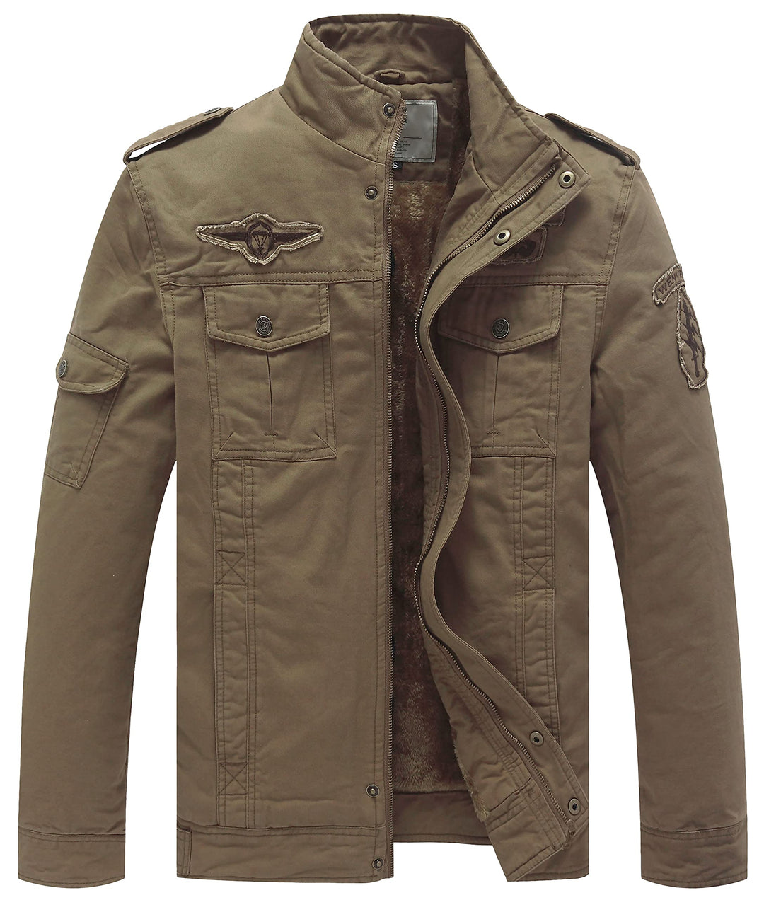 WenVen Übergangsjacke Herren Klassisch Gepolstert Winter Jacke S Kahki, S Kahki