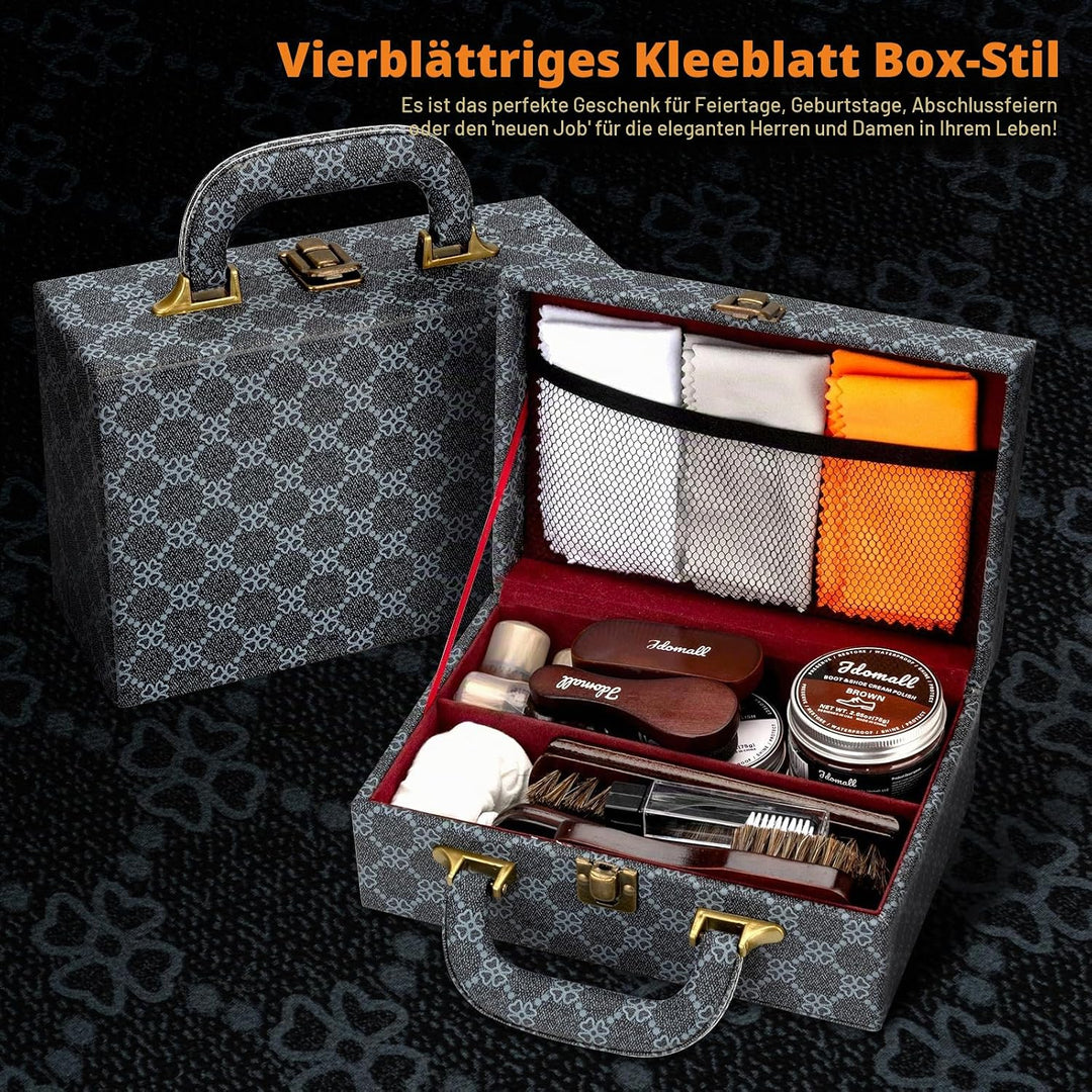 Schuhputzset 16tlg,Premium Deluxe Schuhcreme Kit-2,65 Unzen schwarze,braune und neutrale Schuhcreme