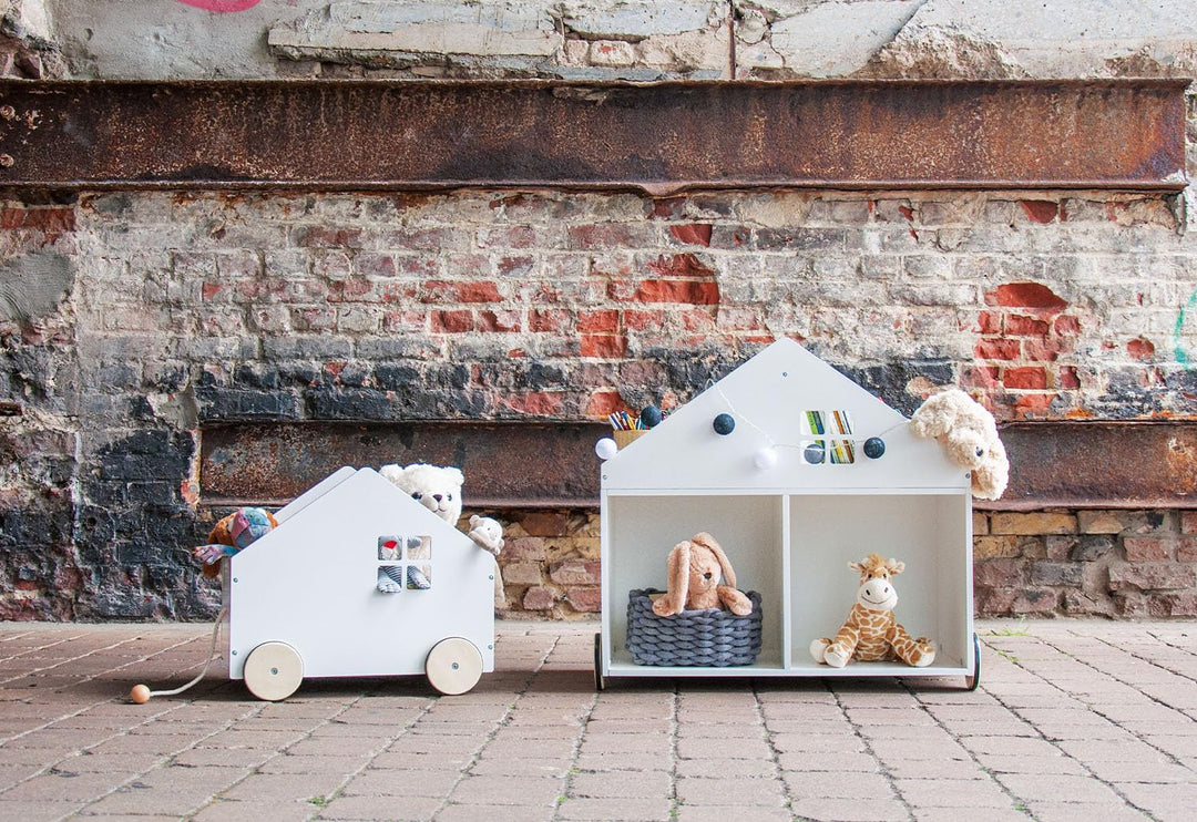 Pinolino Kinderbücherregal mit Rollen Hus, aus MDF, 6 Fächer, gummierte Holzräder, FSC-zertifiziert