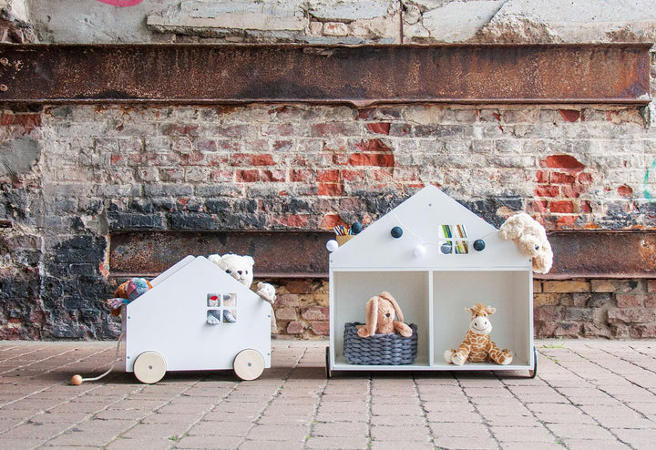 Pinolino Kinderbücherregal mit Rollen Hus, aus MDF, 6 Fächer, gummierte Holzräder, FSC-zertifiziert