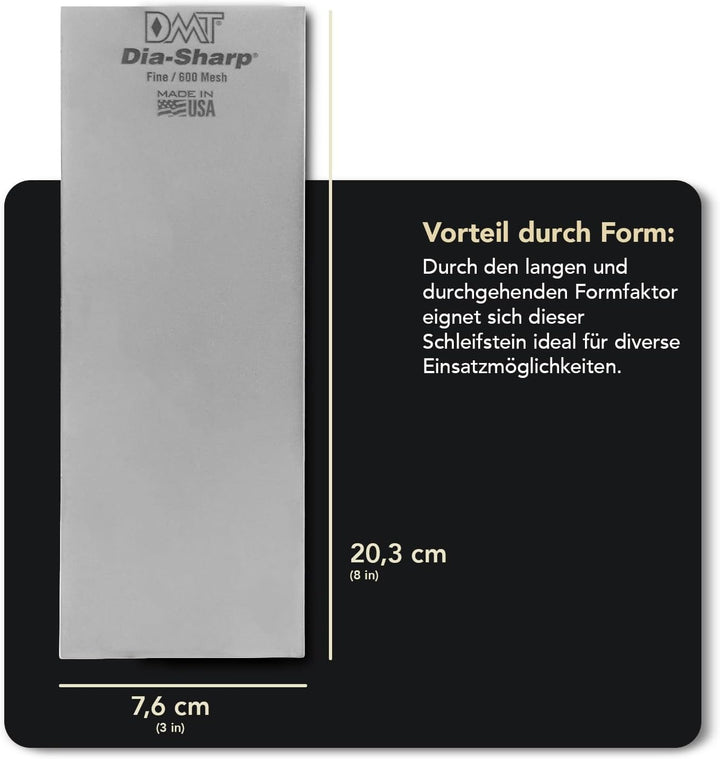 DMT Dia-Sharp Schärfblock, durchgehende Diamantbeschichtung, fein, 20,3 cm / 8 Zoll, D8F