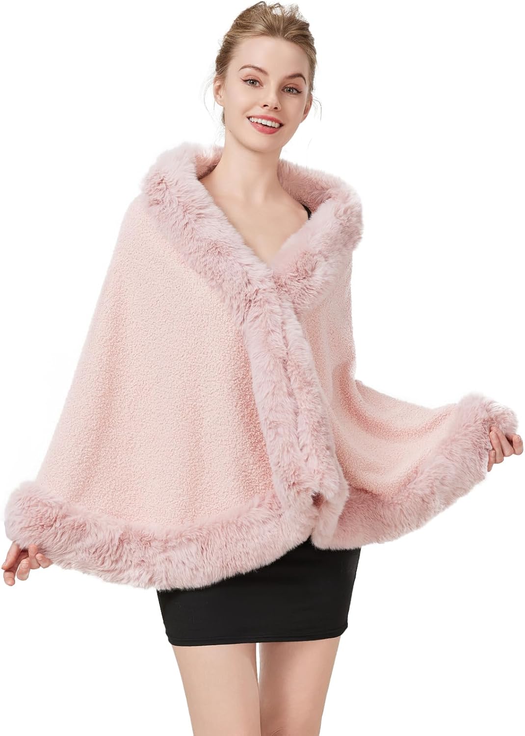 BEAUTELICATE Damen Kunstpelz Stola Brautjacke Bolero Winter Brautschal Mantel für Hochzeit Festlich