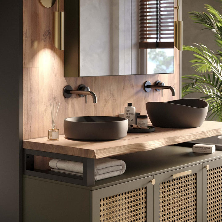 LAMO Manufaktur Waschtischplatte, Holzplatte Waschtisch Baumkante, 140x40 cm (AxB), Rustikal, ohne M