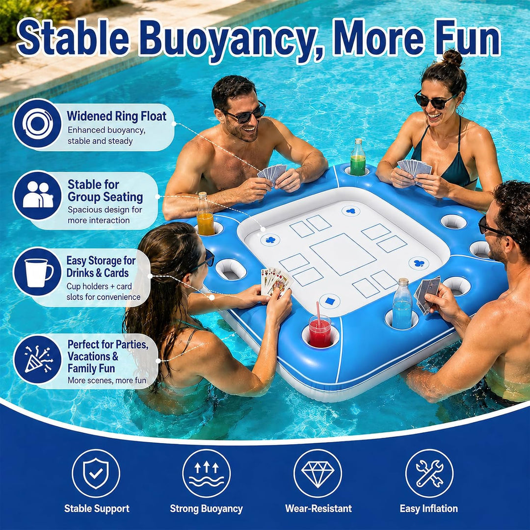 Schwimmender Spieltisch, Schwimmender Kartentisch für Pool, Aufblasbarer Kartentisch Wasser, Aufblas