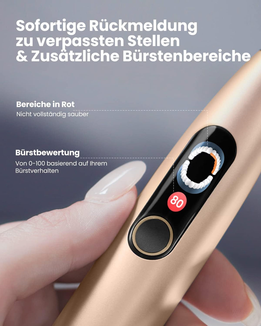 Oclean X Pro Digital Elektrische Zahnbürste mit 4 Bürstenköpfe & Reiseetui, Schallzahnbürste mit Far