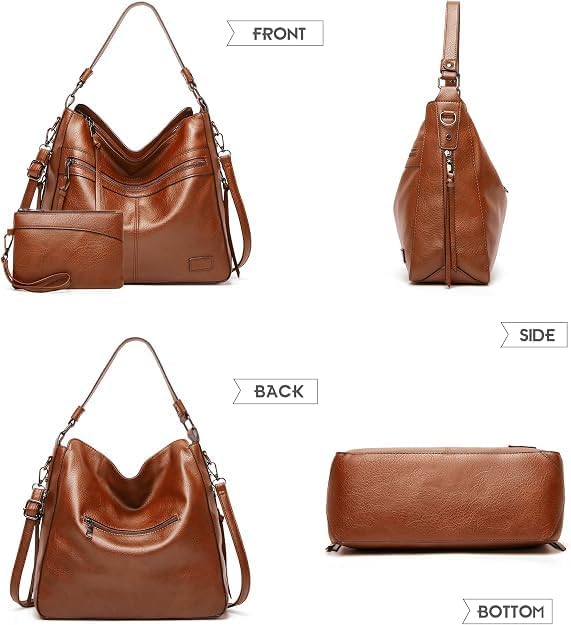 Lifetooler Handtaschen Set Gross Leder Tasche Schultertasche Hobo Taschen Damen Portemonnaie Geschen