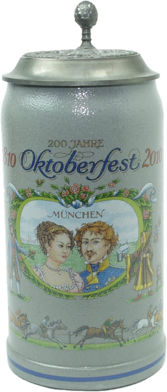 Steinfixx® - Original Oktoberfestkrug Jubiläumskrug 200 Jahre aus dem Jahr 2010 mit Zinndeckel, Zert