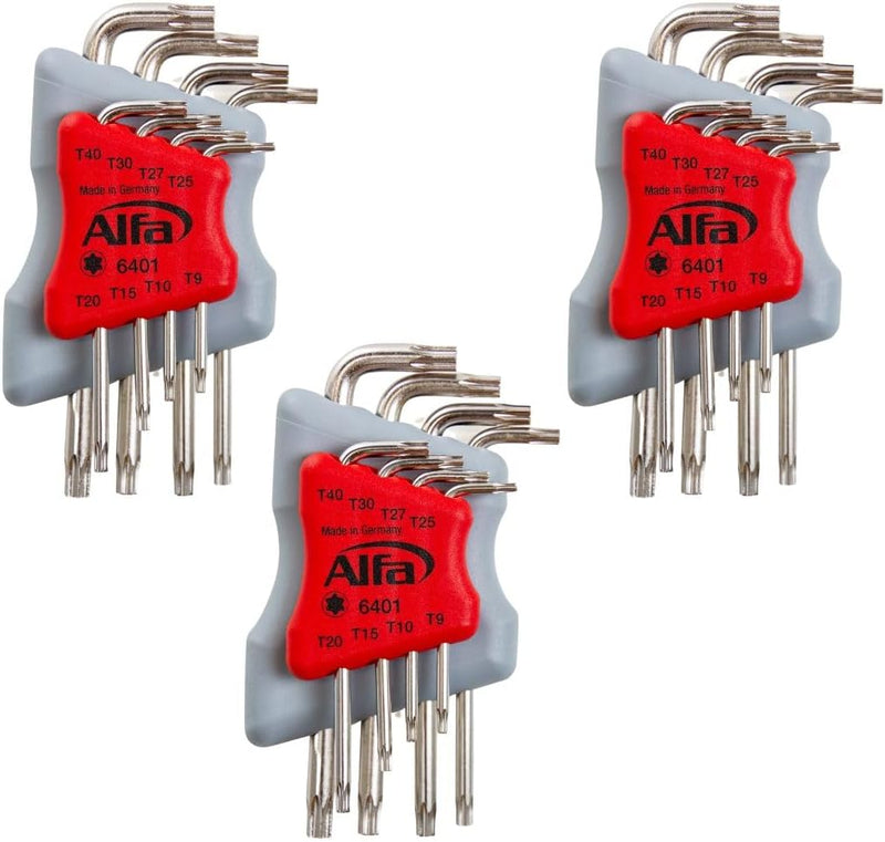 Alfa TORX Winkelschraubendreher-Set 3x in 8 Grössen, hochwertiges Chrom-Vanadium Sahl, Made in Germa