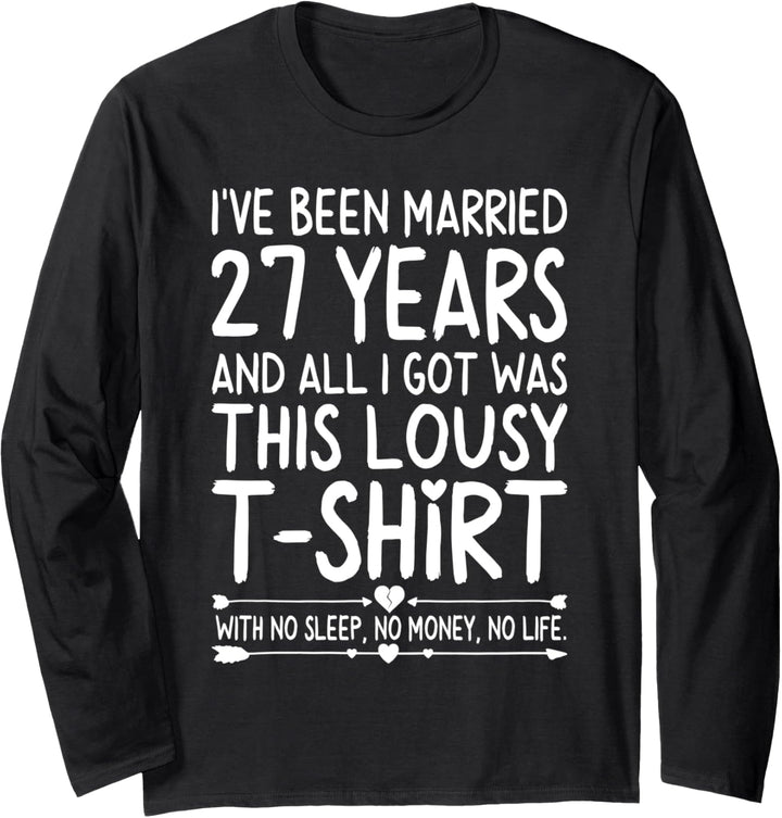 27th Wedding Anniversary Shirt for Her Him Wife and Couples Langarmshirt