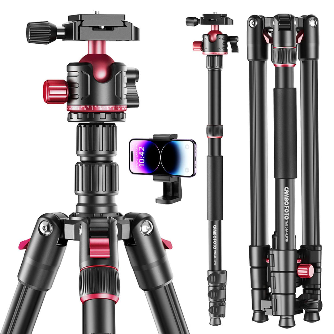CAMBOFOTO 200cm Kamerastativ, 360°-Kugelkopf, professionelles Aluminium Stativ und Einbeinstativ mit