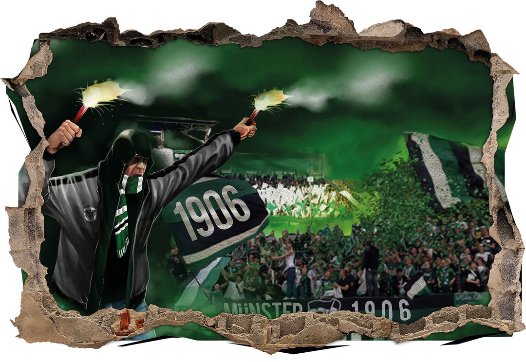 Ultras Münster 1906, 3D Wandsticker Format: 92x62cm, Wanddekoration, 92x62