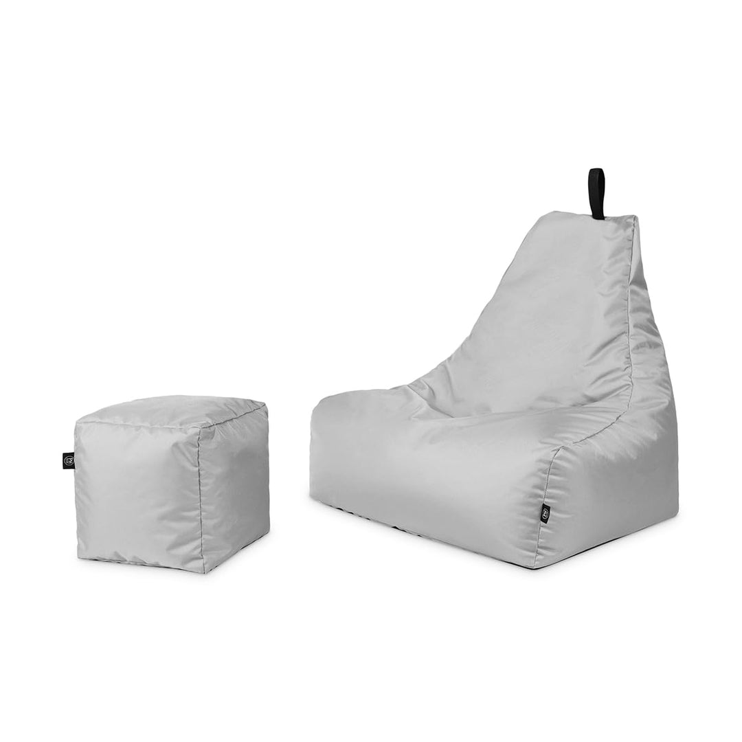 PATCH HOME Patchhome Sitzsack Lounge Sessel + Würfel/Hocker mit Reissverschluss Gamer Sitzkissen fer