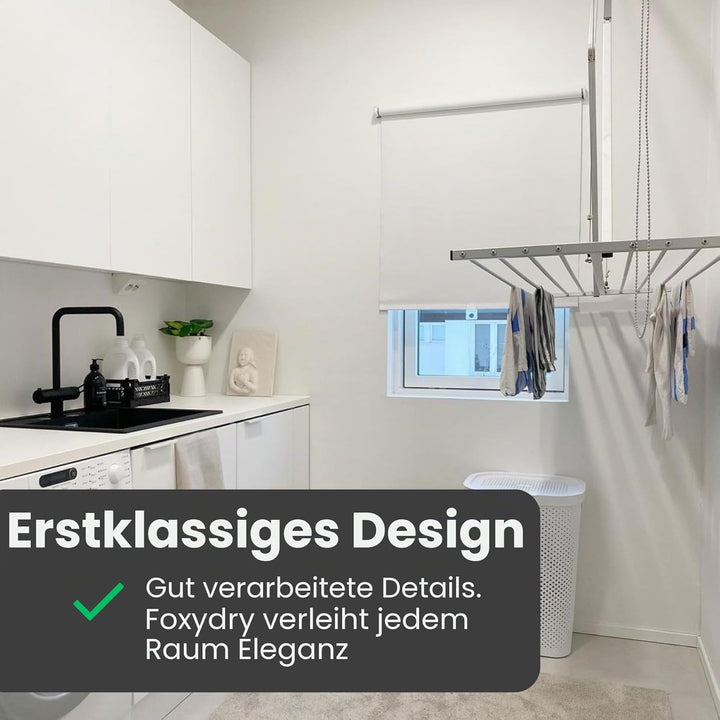 Foxydry Mini Deckenständer, vertikaler Wäscheständer, zusammenklappbar in Aluminium und Stahl 152x54