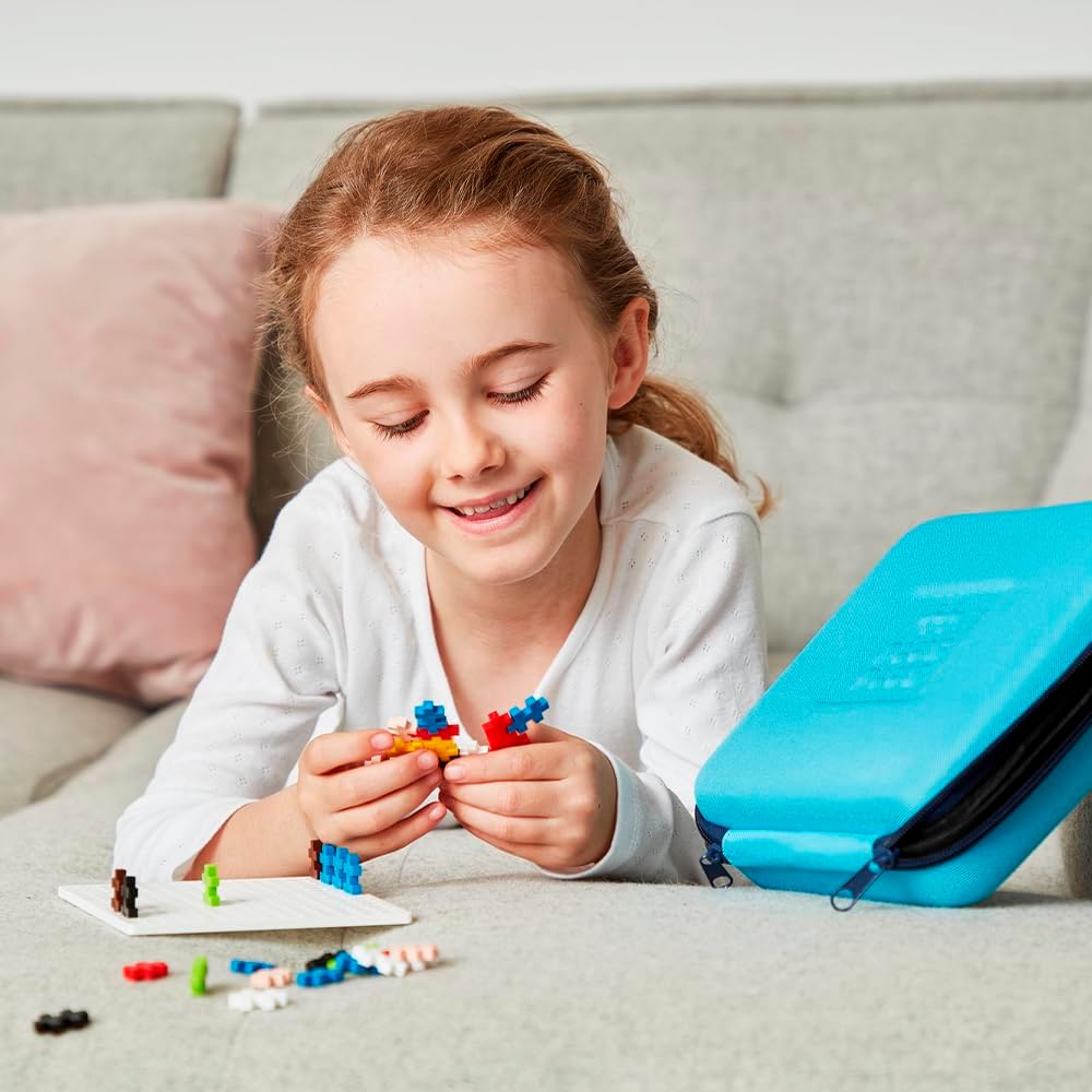 Plus-Plus 9607012 Kreativ-Bausteine, Reisekoffer Set, Geniales Konstruktionsspielzeug, 100 Teile, Bl
