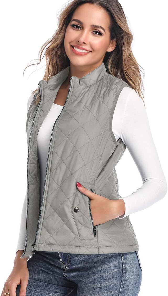 LONGKING Damen Regular Fashion Vests L Grau, L Grau