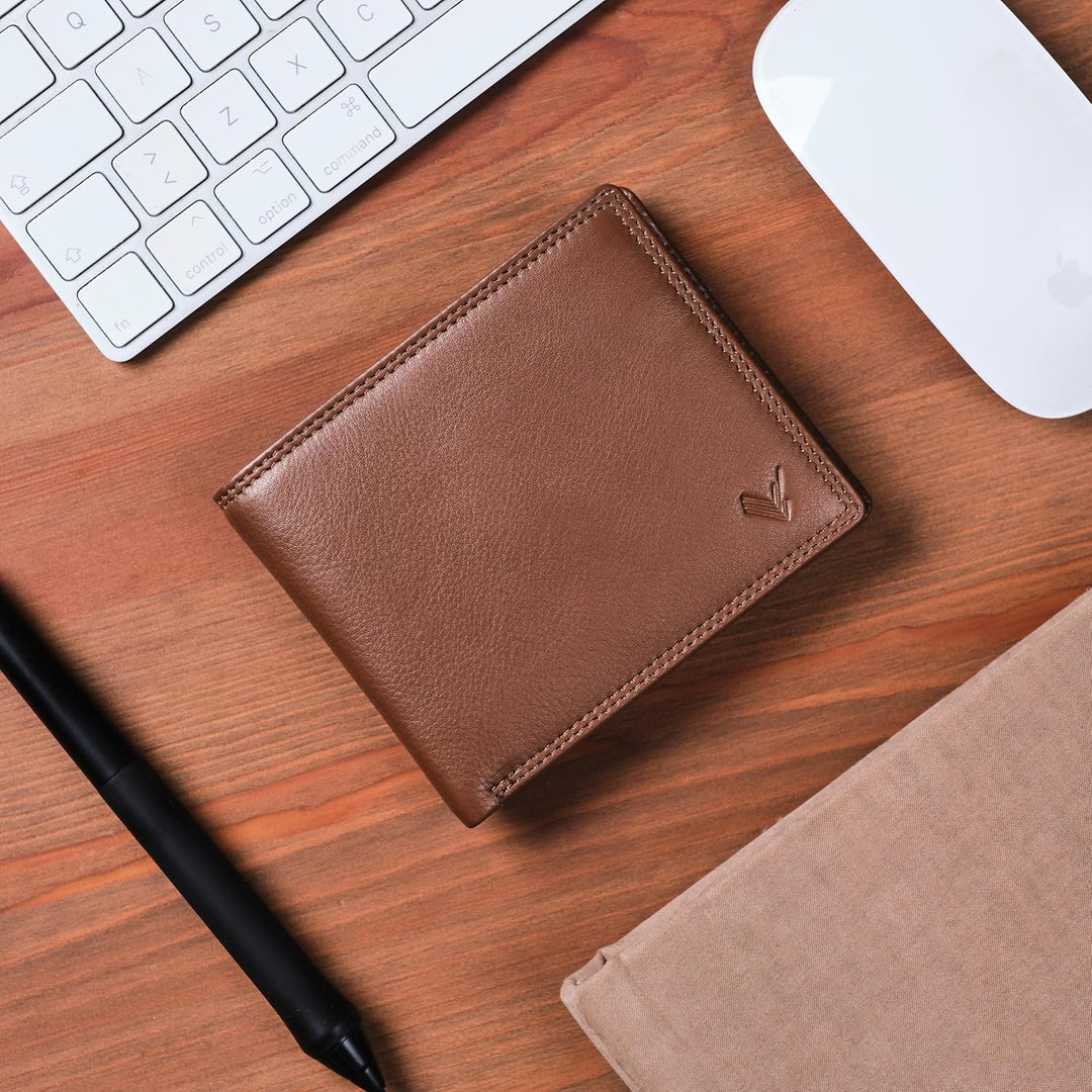 Geldbörse Herren aus Echtleder mit RFID-Schutz – Slim Portemonnaie mit Münzfach – Kompakter Kartenha