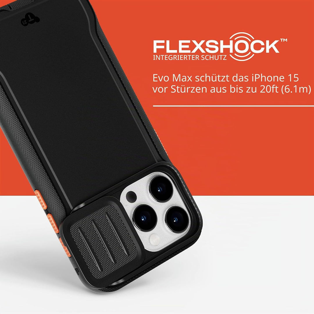 Tech21 Evo Max Hülle für iPhone 15 Pro Max - Kompatibel mit MagSafe - Aufprallschutz Hülle - Schlüss