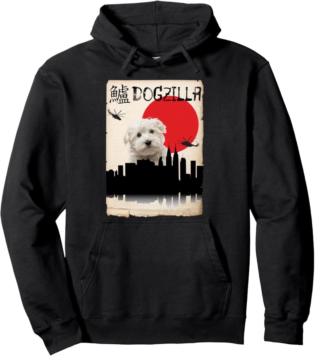 Maltese Dog Dogzilla Pullover Hoodie