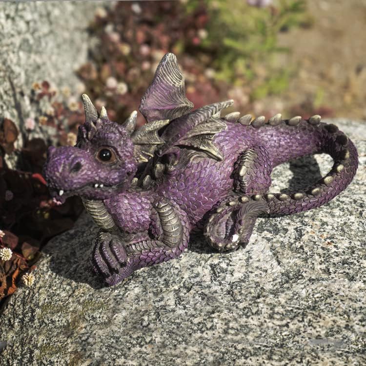 Pacific Giftware Drachen Figur liegend lila | Deko für Haus & Garten