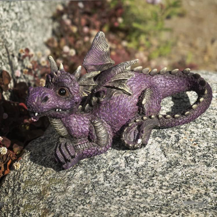 Pacific Giftware Drachen Figur liegend lila | Deko für Haus & Garten