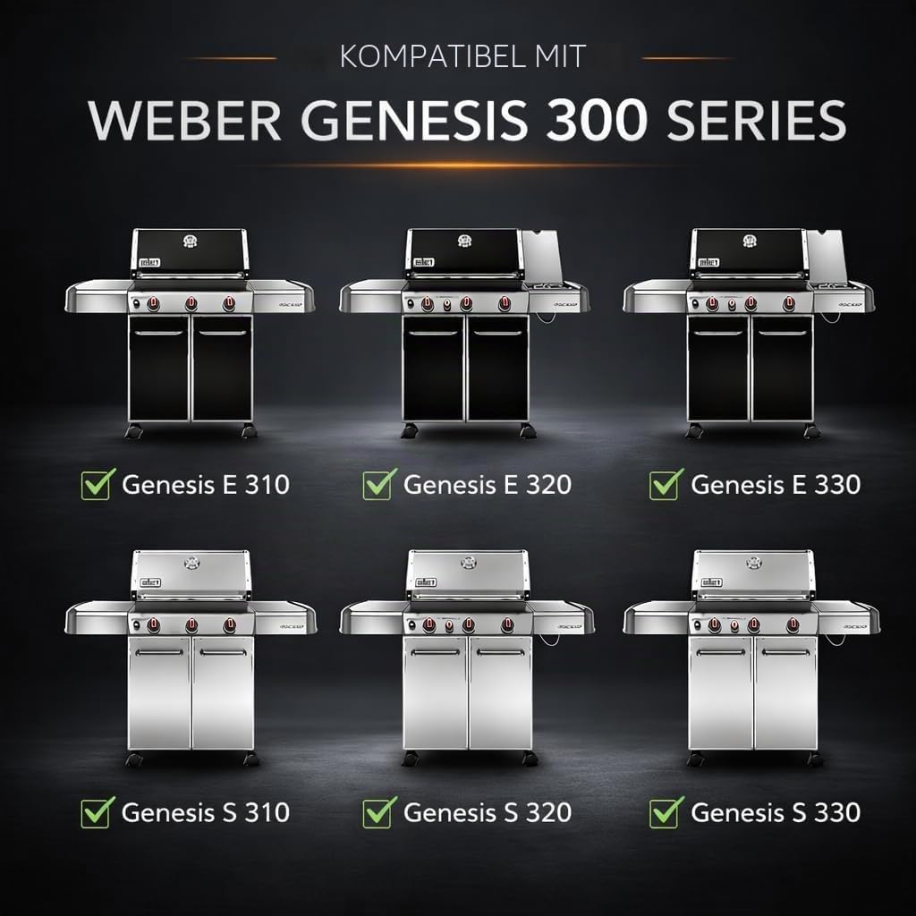 QuliMetal 49,5 cm Brennerrohr für Weber Genesis 300 Serie (2011-2016), 304 Edelstahl Ersatzbrenner p