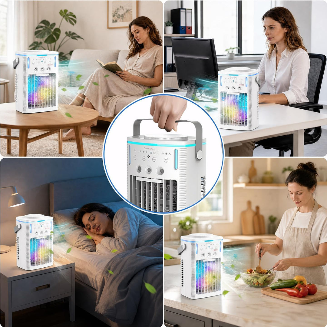 Klimaanlage Mobil,6 in 1 Mobiles Klimagerät,1000ml Mobile Klimaanlage mit Fernbedienung, 3 Geschwind
