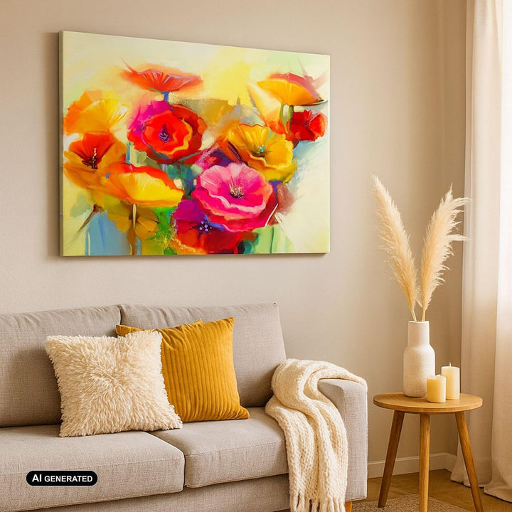 Bilder auf Leinwand 100x70cm Leinwandbild Blumen Frühling Flora Garten Gross Wanddeko Bild Schlafzim
