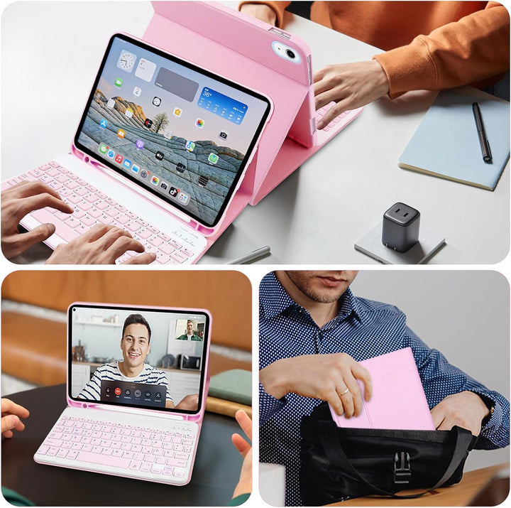 iPad 10th/(A16) 11th Generation Tastatur Hülle für 10.9 Zoll 2022/11 Zoll 2025, Abnehmbare Drahtlose