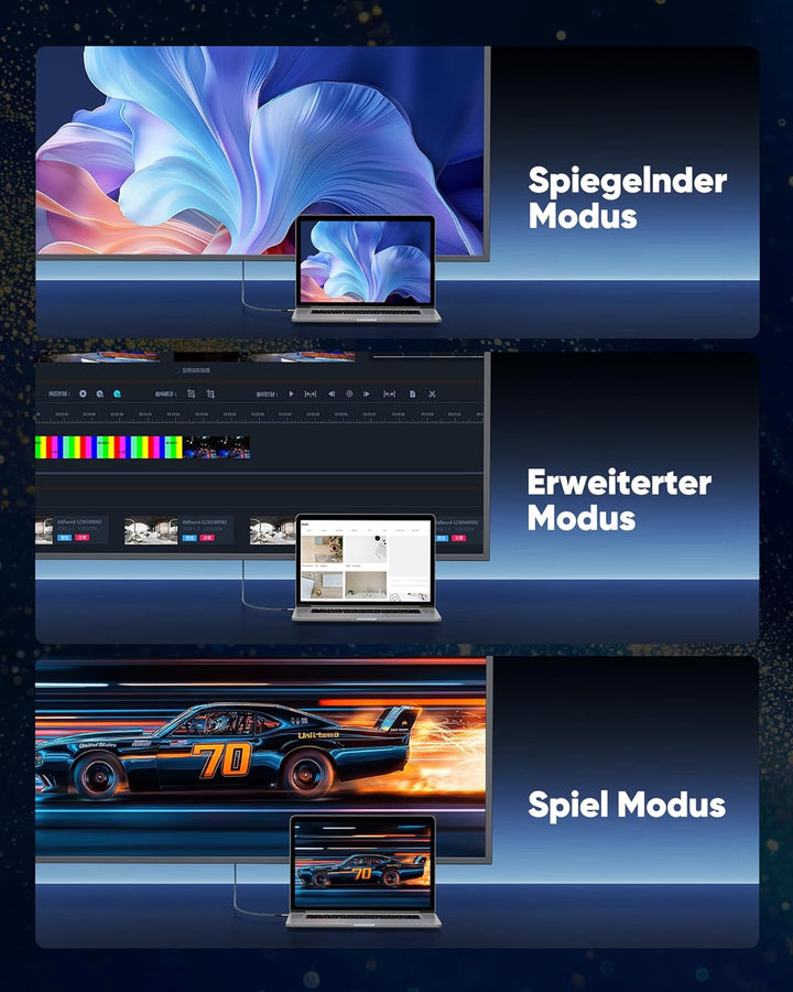 Highwings USB C auf HDMI Kabel 4K@60Hz 3Meter, USB C HDMI Kabel UHD Thunderbolt 3/4 Kompatibel für i