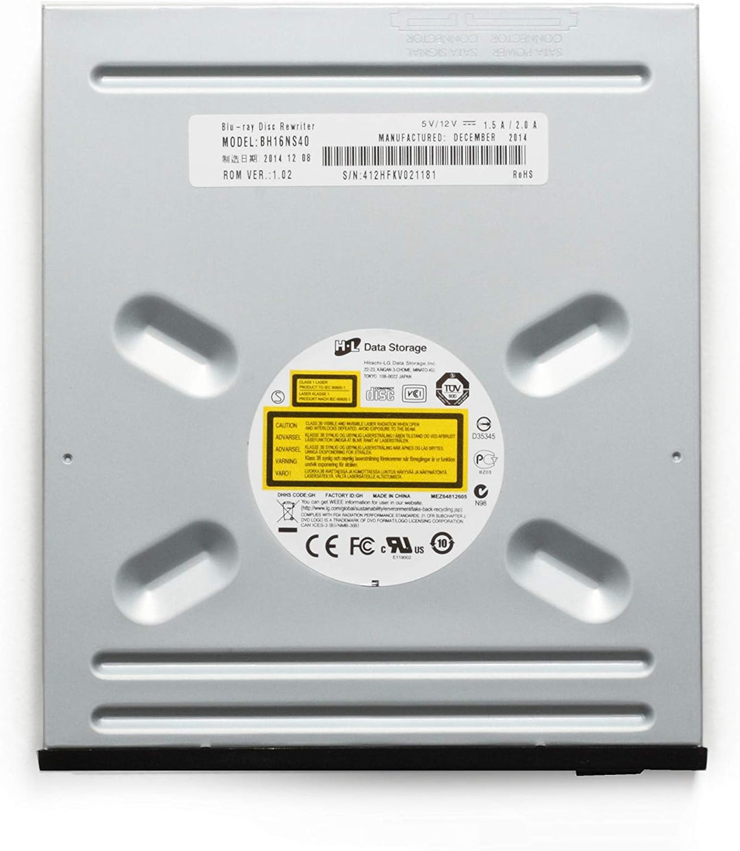 Hitachi-LG BH16 Internal Blu-Ray Drive, BD BD-R BDXL DVD-RW Player/Writer for Desktop PC, Windows 10
