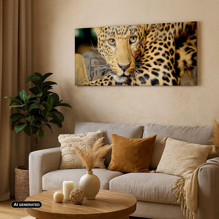 Wandbilder Dekoration Wohnzimmer Tiere gefährlich wilde katze Panorama Bilder auf Leinwand 120x50cm