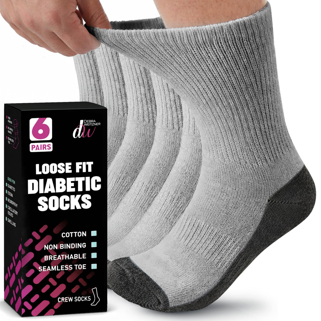 Debra Weitzner Diabetikersocken für Damen und Herren, lockere Passform, nicht bindend, Baumwolle, Cr