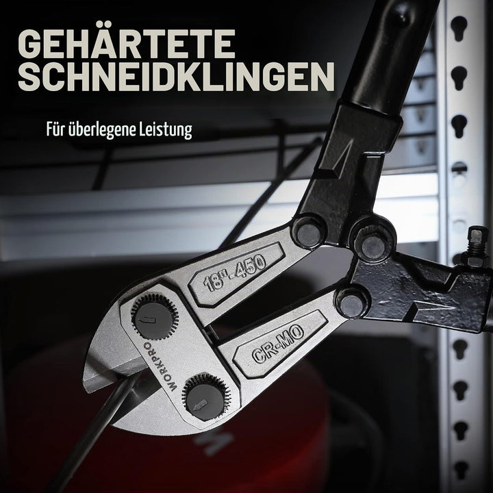 WORKPRO Bolzenschneider, Bi-Material-Griff mit weichem Gummigriff, 45,7 cm, Chrom-Molybdän-Stahlklin