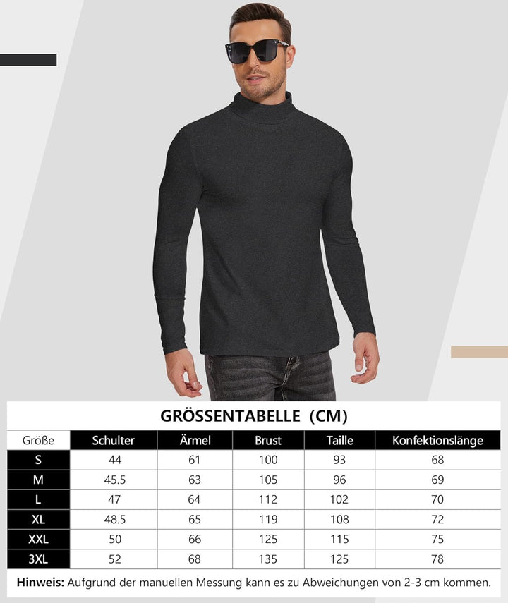 SIHOHAN Herren Rollkragenshirt Basic Rollkragenpullover - Slim fit Langarmshirt Innenfleece Thermoun