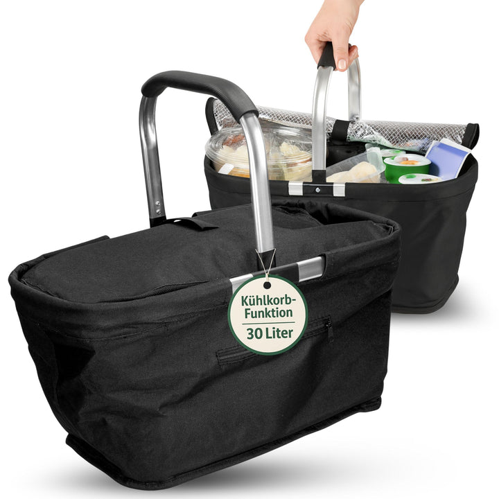 Carryking Einkaufskorb Kühlkorb mit Deckel Thermo Kühltasche Picknickkorb mit Kühlfach Isoliertasche