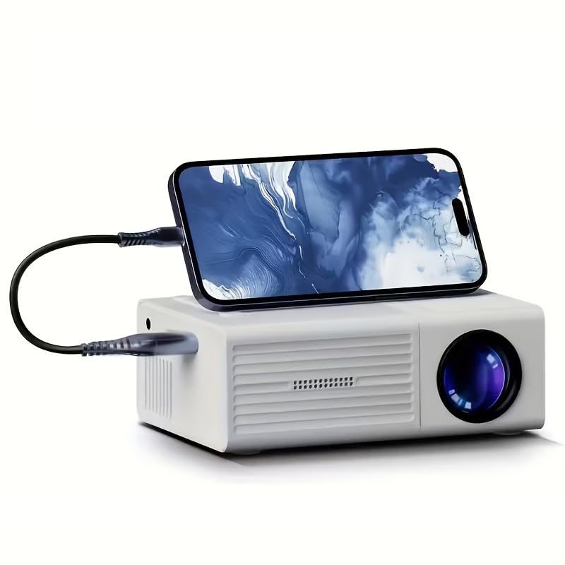 Portable Projector, Supports 1080P, USB Connection, Remote Control - Compatible with Smartphones, Ta