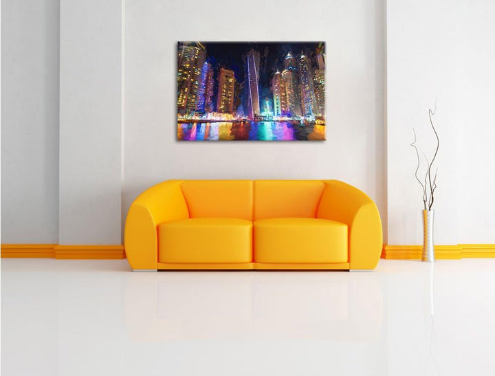 Pixxprint Dubai Burj al Arab / 100x70cm Leinwandbild bespannt auf Holzrahmen/Wandbild Kunstdruck Dek