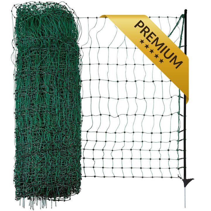 Agrarzone Hühnerzaun PREMIUM FIBER ohne Strom grün 50m x 106cm | Geflügelnetz Geflügelzaun mit Fiber