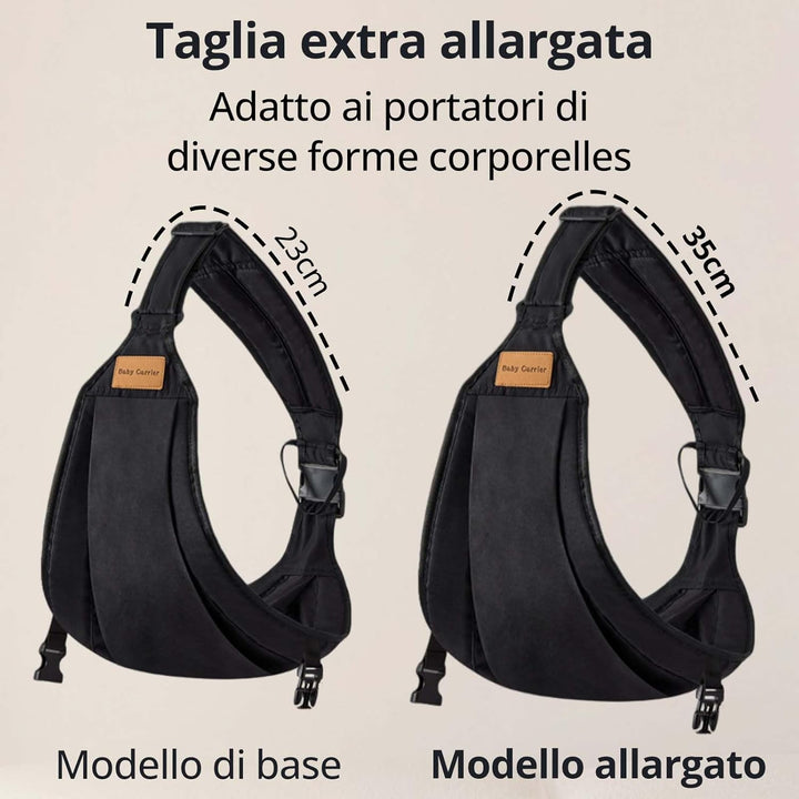 Plus Size Tragesling bis 25kg Babytrage & Seitentrage Erweiterbar verstellbar für grössere Kinder, a