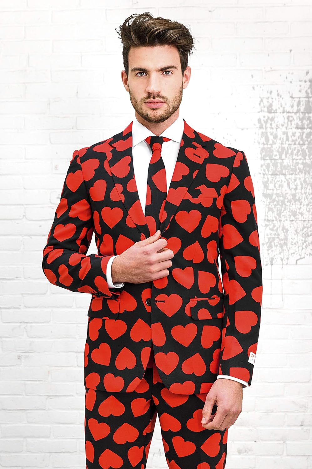 OppoSuits Modisch Party Einfarbige Anzüge für Herren - Mit Jackett, Hose und Krawatte, King Of Heart