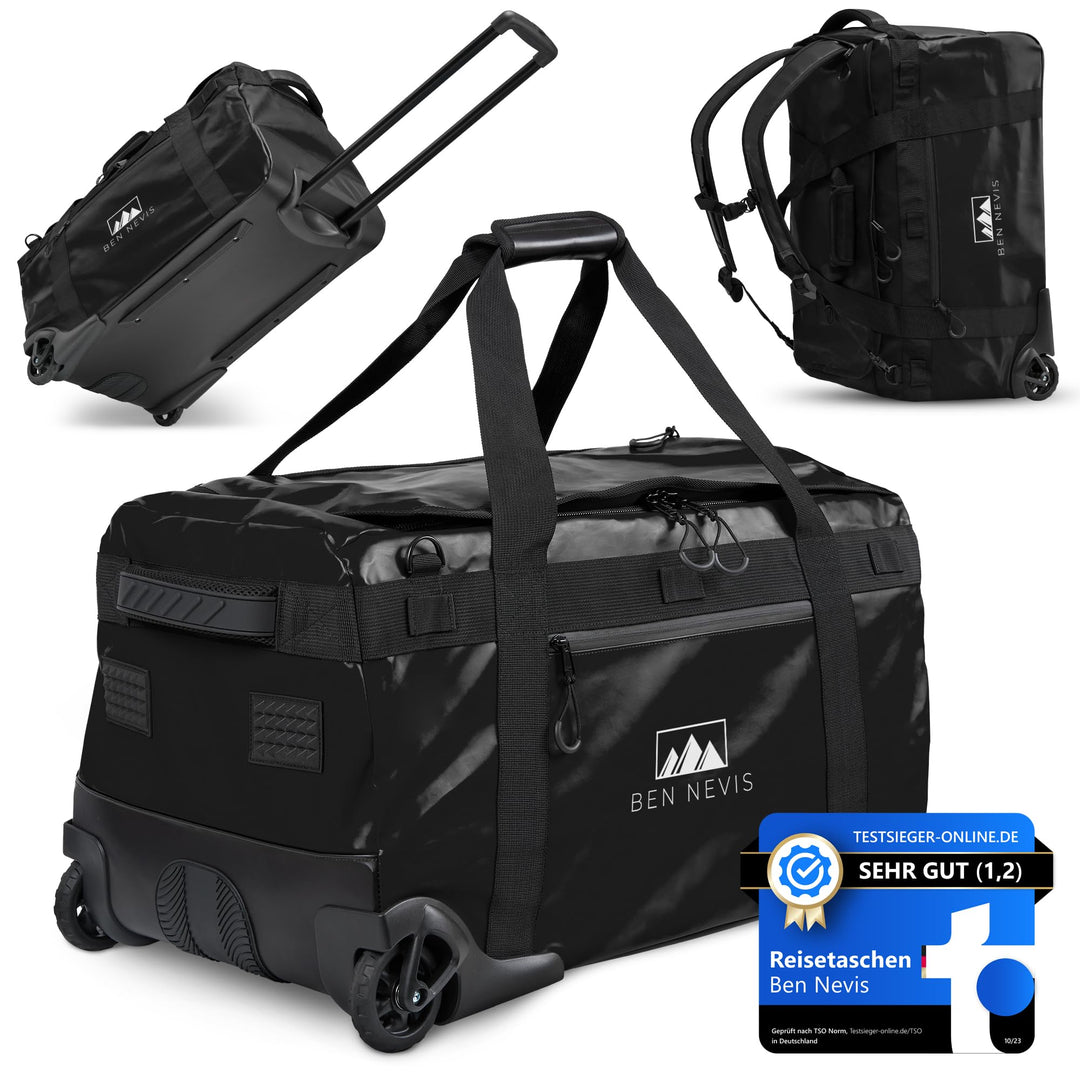 BEN NEVIS Reisetasche mit Rollen – 3in1 Tasche, Trolley + Rucksack [Gross 80L - 3,4kg] Travel Bag Re