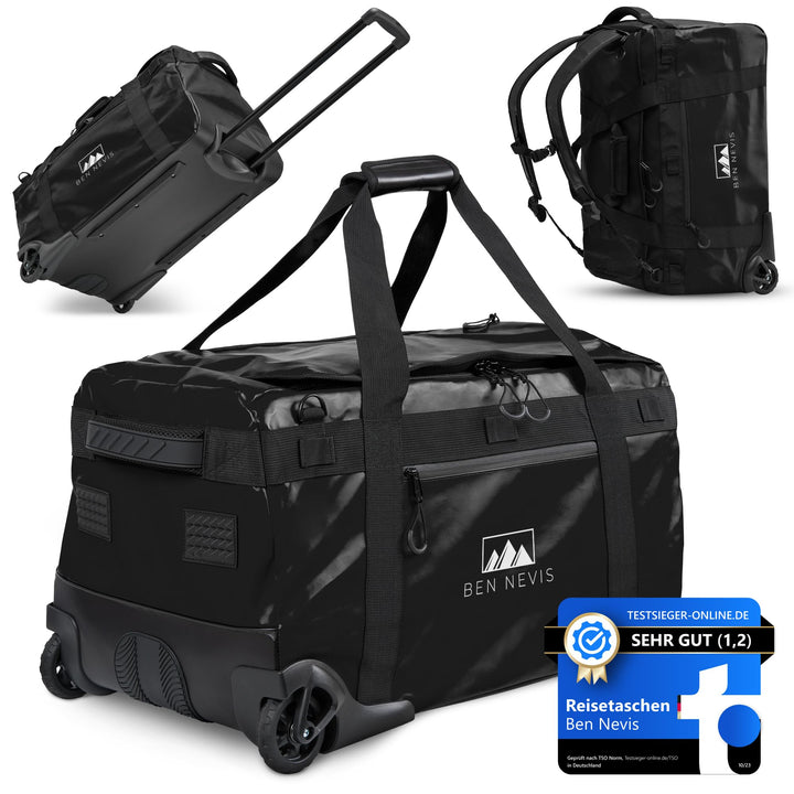 BEN NEVIS Reisetasche mit Rollen – 3in1 Tasche, Trolley + Rucksack [Gross 80L - 3,4kg] Travel Bag Re