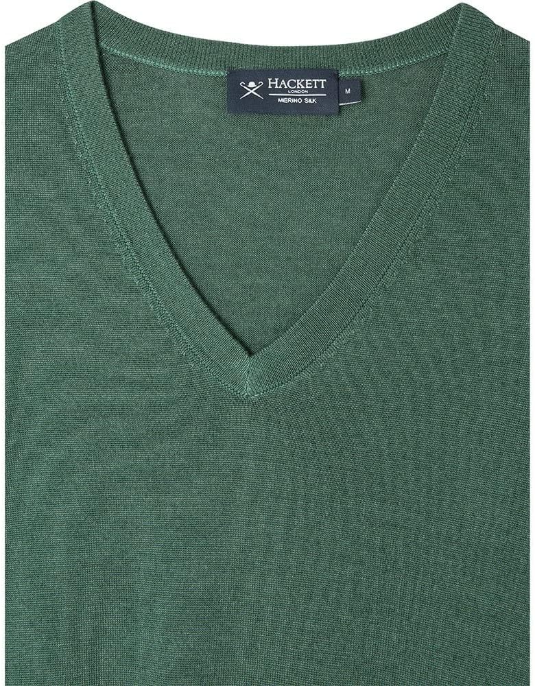 Hackett London Herren GMD Merino Silk V NCK Pullover XS Grn Topiary, XS Grn Topiary