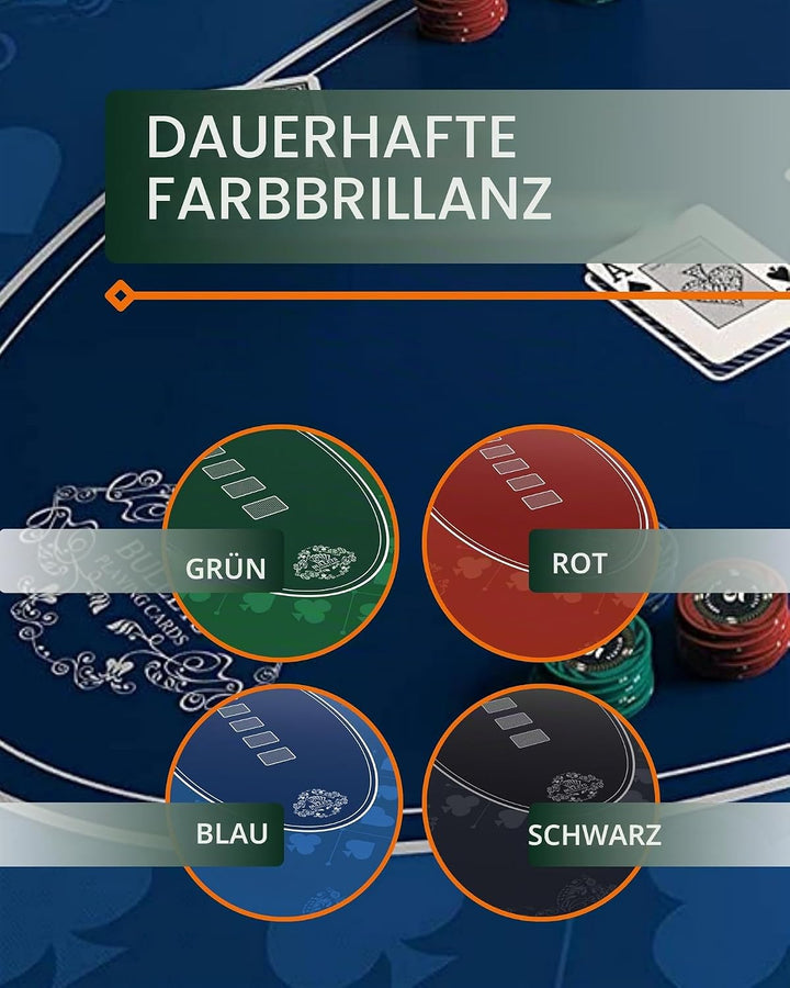 Bullets Playing Cards Heads-Up Pokermatte schwarz in 80 x 80cm für den eigenen Pokertisch - Deluxe P