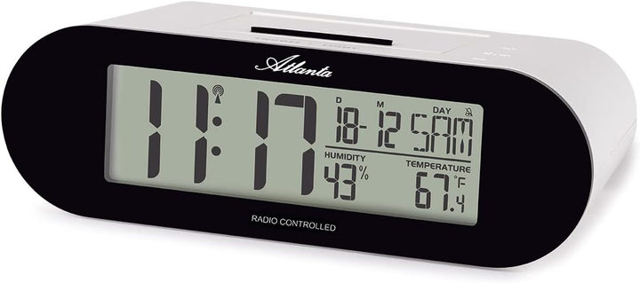 Atlanta Funkwecker Digital LCD Anzeige Pop-Up Display Temperatur Luftfeuchtigkeit - 1869, 15 x 5 x 7
